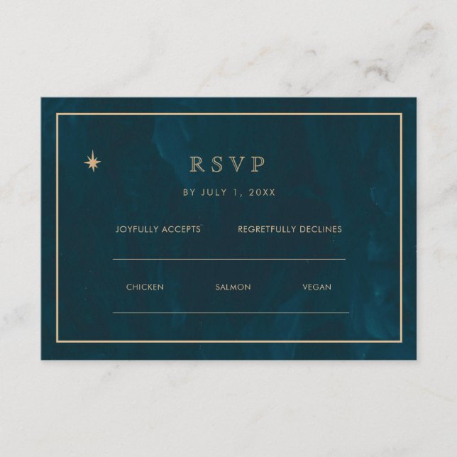 Navy Gold Stars Wedding Website | RSVP QR Cod Enclosure Card (Front)