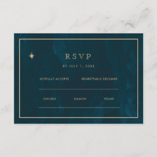 Navy Gold Stars Wedding Website RSVP QR Cod Enclosure Card