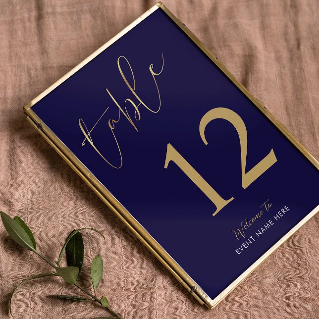 Navy & Gold Table Number Sign Business Event (Creator Uploaded)