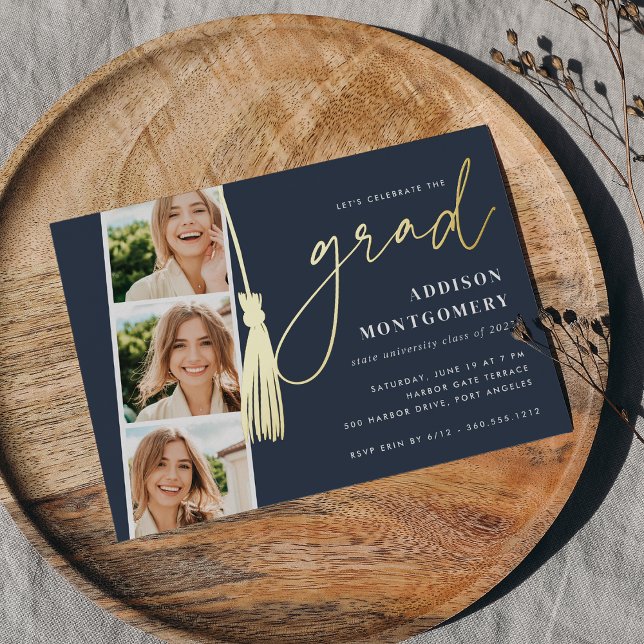 Navy | Gold Tassel Photo Strip Graduation Party (Creator Uploaded)