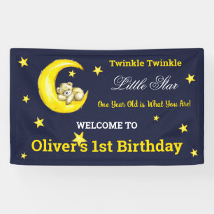 Navy Gold Twinkle Little Star 1st Birthday Banner