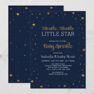 Navy & Gold   Twinkle Little Star Baby Sprinkle Invitation