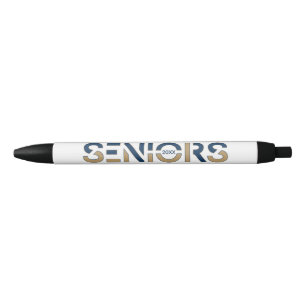 Navy & Gold Two-Color Seniors Sliced Letters Black Ink Pen