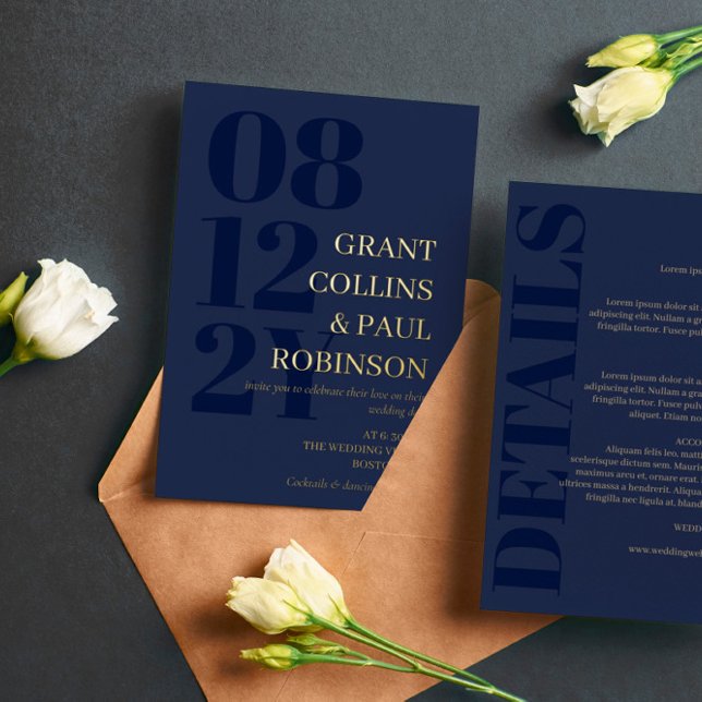 Navy & Gold Typography 2 in 1 Wedding (Creator Uploaded)
