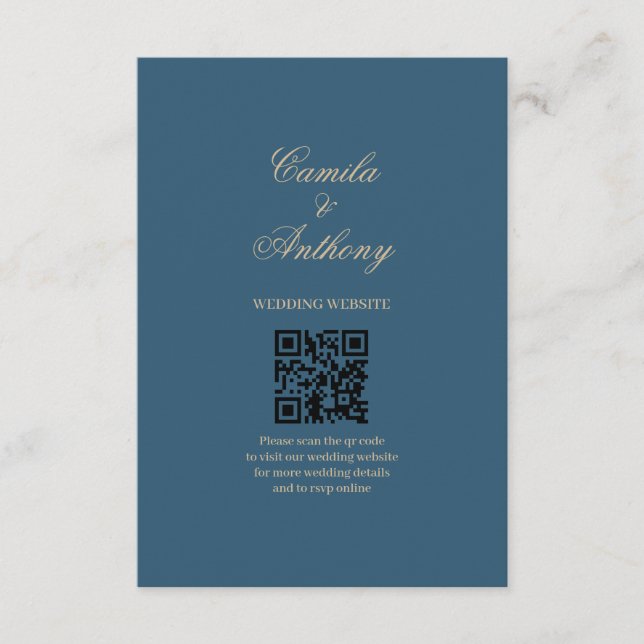 Navy Gold Wedding Enclosure Card (Front)