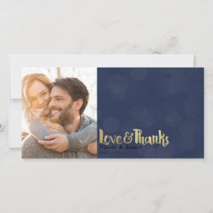Navy & Gold Wedding Photo Love & Thanks Thank You
