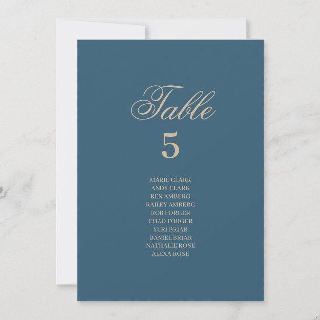 Navy Gold Wedding Seating Chart Invitation (Front)