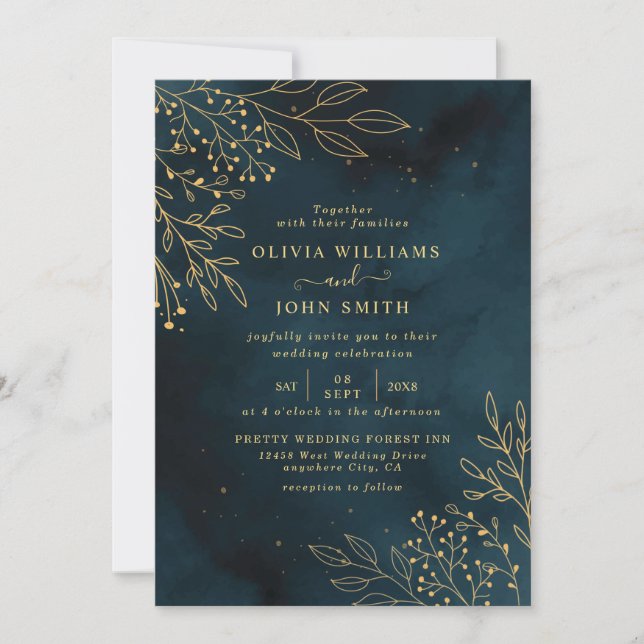 Navy Gold Wedding Stationery Template (Front)