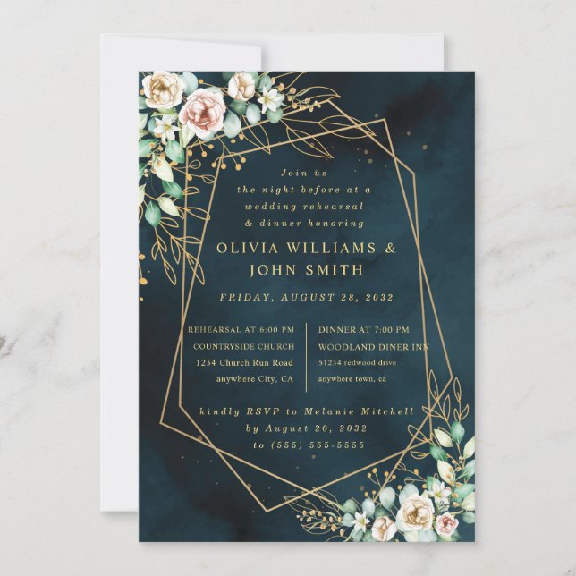 Navy Gold Wedding Stationery Template (Front)