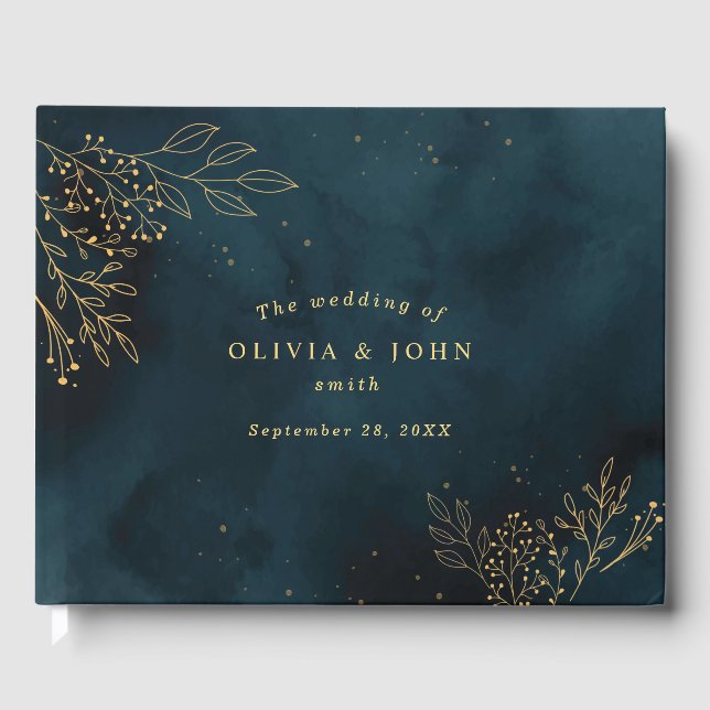 Navy Gold Wedding Stationery Template Guest Book (Front)