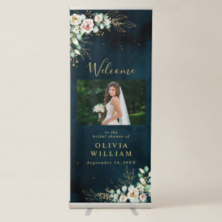 Navy Gold Wedding Stationery Template Retractable Banner