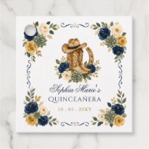 Navy Gold Western Horse Floral Charra Quinceañera