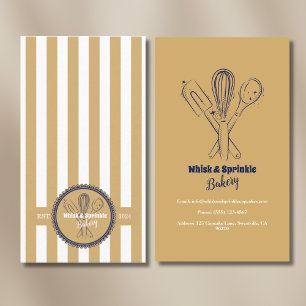 Navy & Gold Whisk Chef Catering Bakery Business Card
