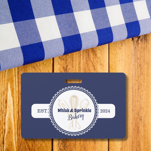 Navy & Gold Whisk Chef Catering Bakery  ID Badge (Creator Uploaded)