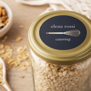 Navy & Gold Whisk Logo   Chef Caterer Baker Classic Round Sticker