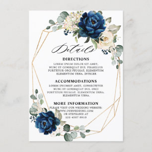 Navy Gold White Champagne Ivory Geometric Details Enclosure Card