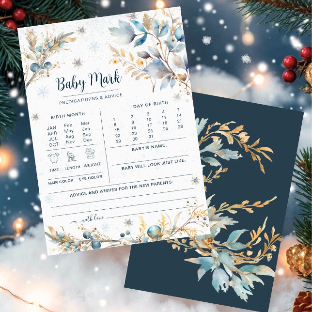 Navy Gold Winter Baby Shower Predictions & Advice  (Creator Uploaded)