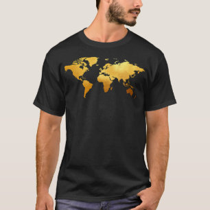 Navy Gold World Map T-Shirt