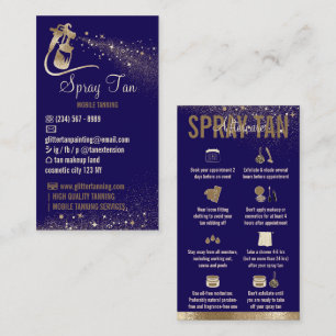 Navy Golden Aftercare Instructions Spray Tanning Business Card