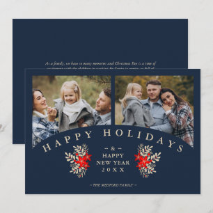Navy Golden Effect Elegant 2 Photos Christmas