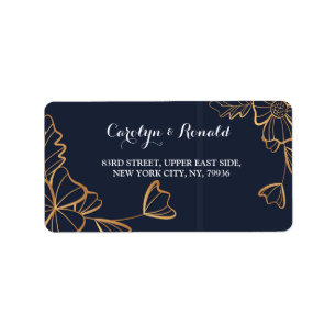 Navy & golden floral    Address Label
