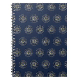 Navy   Golden Zinnia Flower Medallions Notebook
