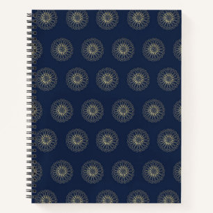 Navy   Golden Zinnia Flower Medallions Notebook