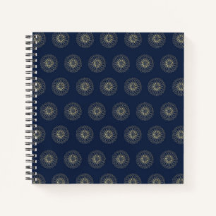 Navy   Golden Zinnia Flower Medallions Notebook