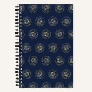 Navy   Golden Zinnia Flower Medallions Notebook