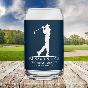 Navy Golf Themed Birthday Par-tee Can Glass