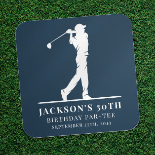 Navy Golf Themed Birthday Par-tee  Square Sticker