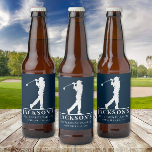 Navy Golf Themed Retirement Par-tee  Beer Bottle Label