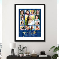 Navy Graduate K–12 Script Photo Collage Real Gold