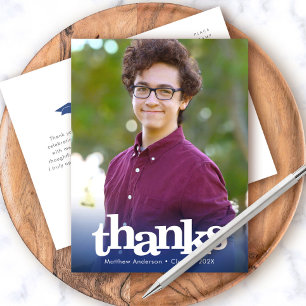 Navy graduation change plans photo bold typography invitation postcard