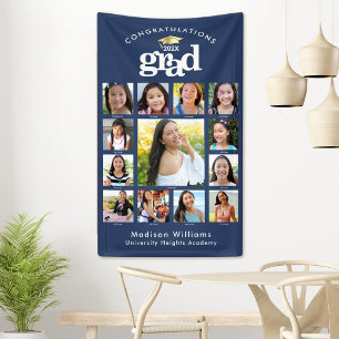 Navy Graduation K–12 Photo Collage Bold Modern Banner