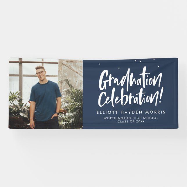 Navy graduation party banner (Horizontal)