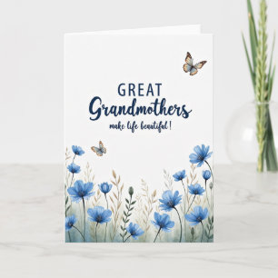 Navy Grandmothers Floral Day Card