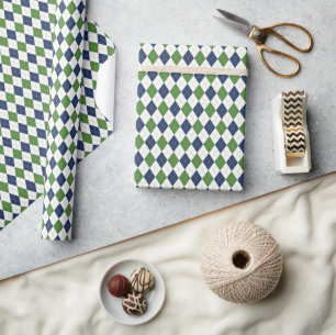 Navy & Green Argyle Golf Wrapping Paper