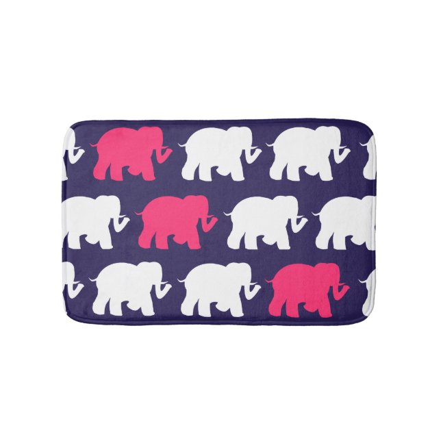 Navy green elephants custom bathmat (Front)