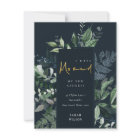 Navy Green Gold Greenery Frame I have Moved Card