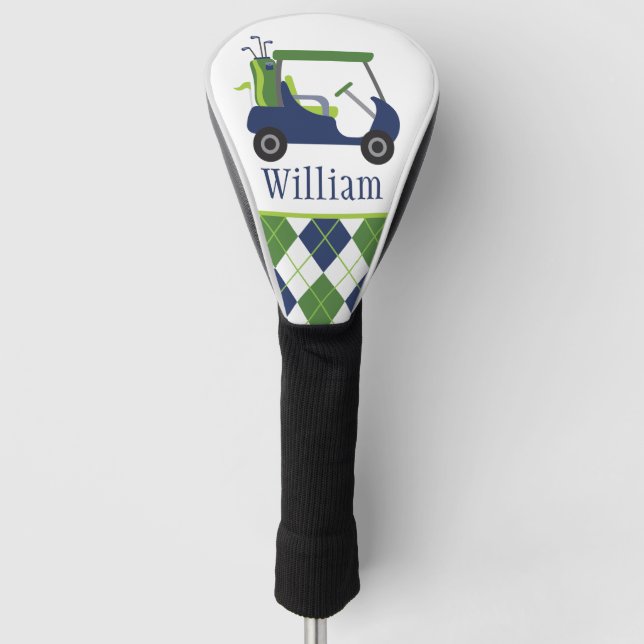 Navy & Green Golf Cart Golf Head Cover (Front)