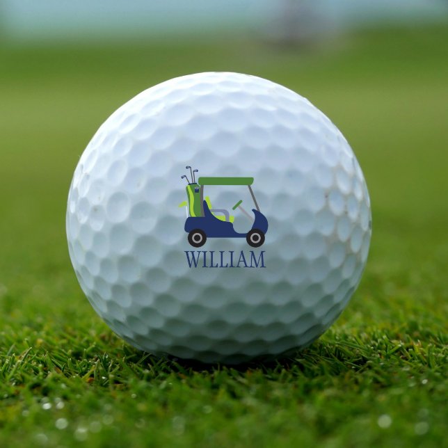 Navy & Green Golf Cart Personalised Golf Balls (Creator Uploaded)