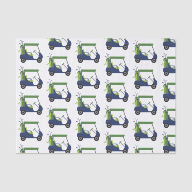 Navy & Green Golf Cart Tissue Paper (Front)