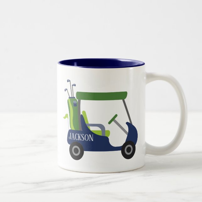 Navy & Green Golf Personalised Mug (Right)