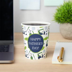 Navy & Green Golf Personalised Paper Cups
