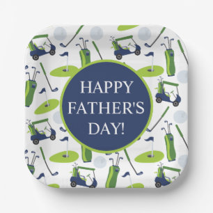 Navy & Green Golf Personalised Paper Plate