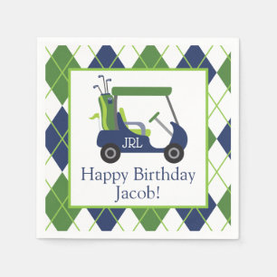 Navy & Green Golf Personalised Party Napkins