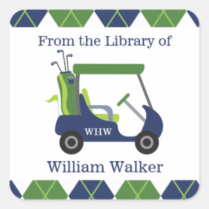 Navy & Green Golf Personalised Stickers