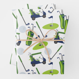 Navy & Green Golf Wrapping Paper