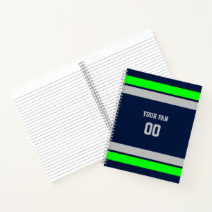 Navy, Green & Grey Football Team Spiral Notebook